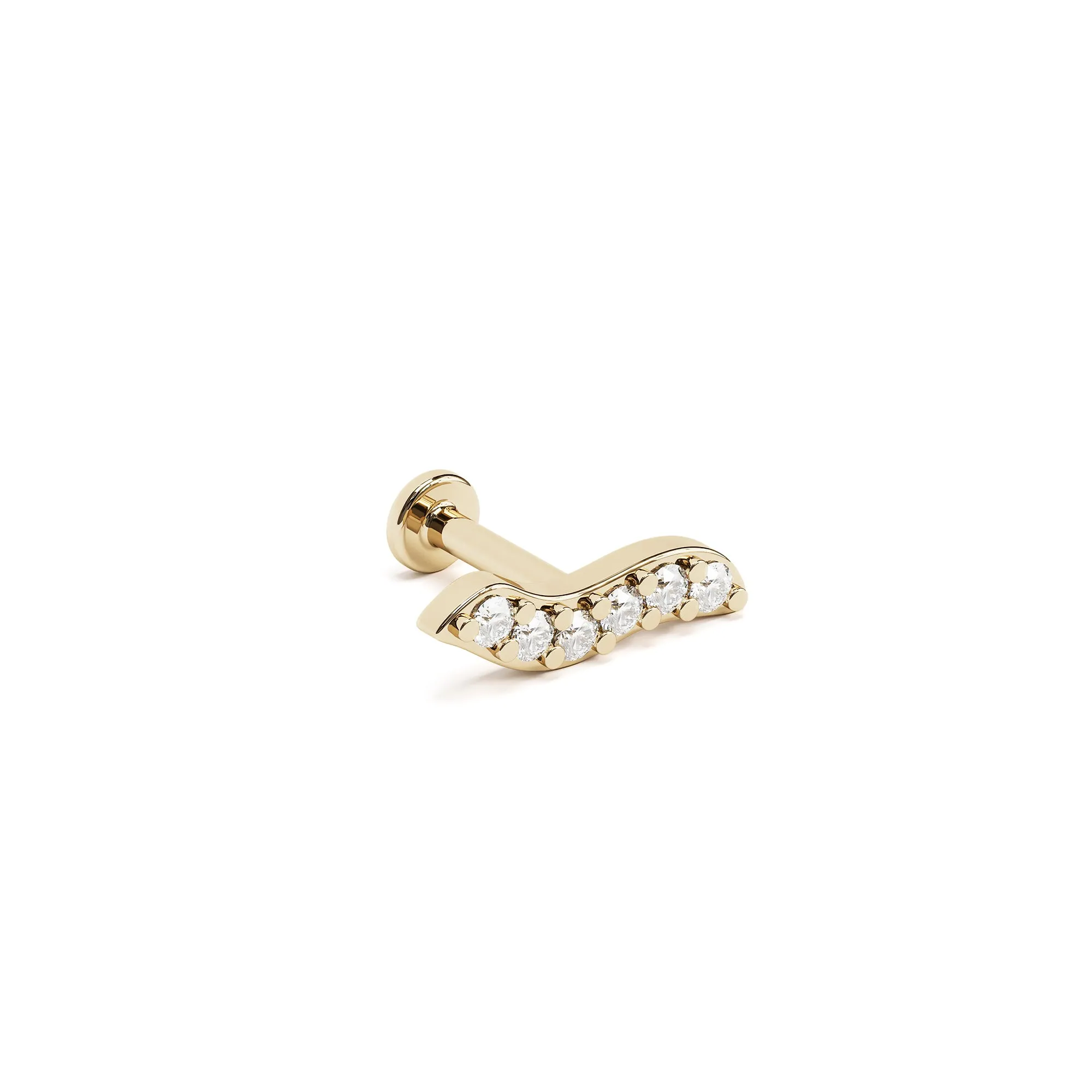 14K Gold Diamond Wave Stud