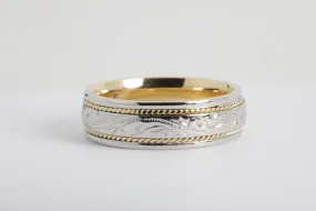 18k Yellow Gold 950 Platinum Novell Wedding Band Size 10 (11.90g.)