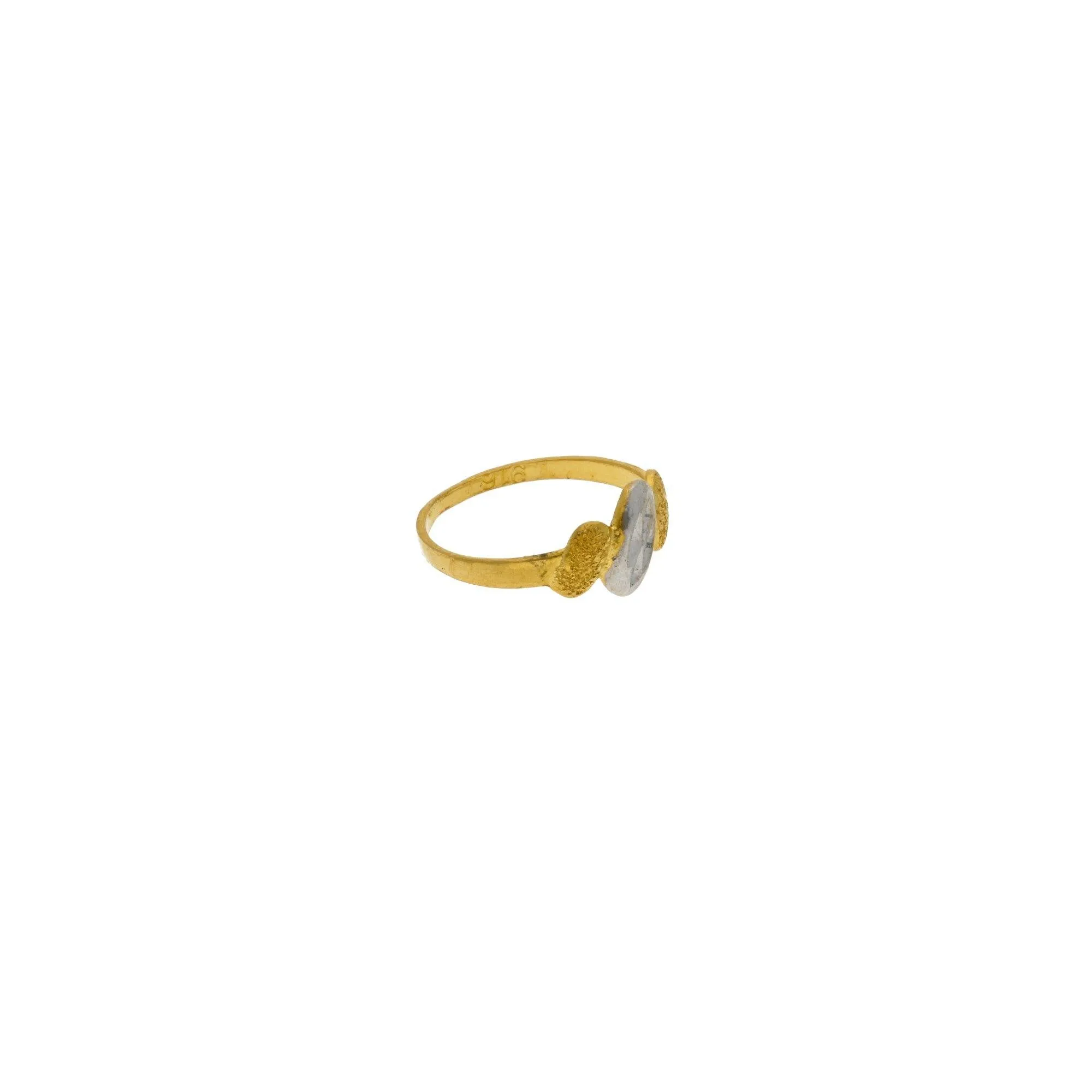 22K Multi Tone Gold Baby Ring W/ Three Slanted Stone Accents