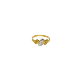 22K Multi Tone Gold Baby Ring W/ Three Slanted Stone Accents