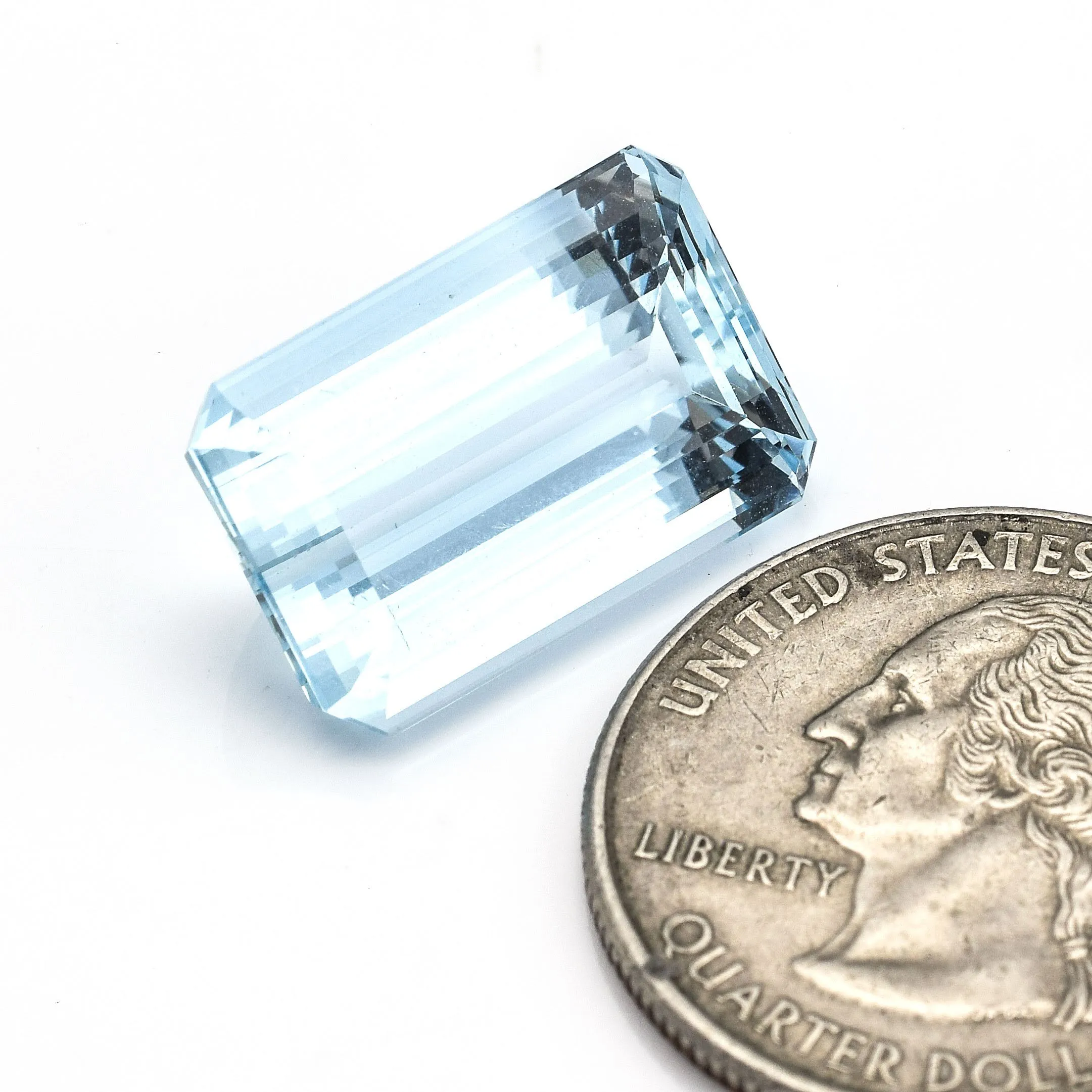 $8,568.75 IJA Appraised 13.71 Ct Blue Emerald Cut Aquamarine 18.2x12.17x7.88 mm