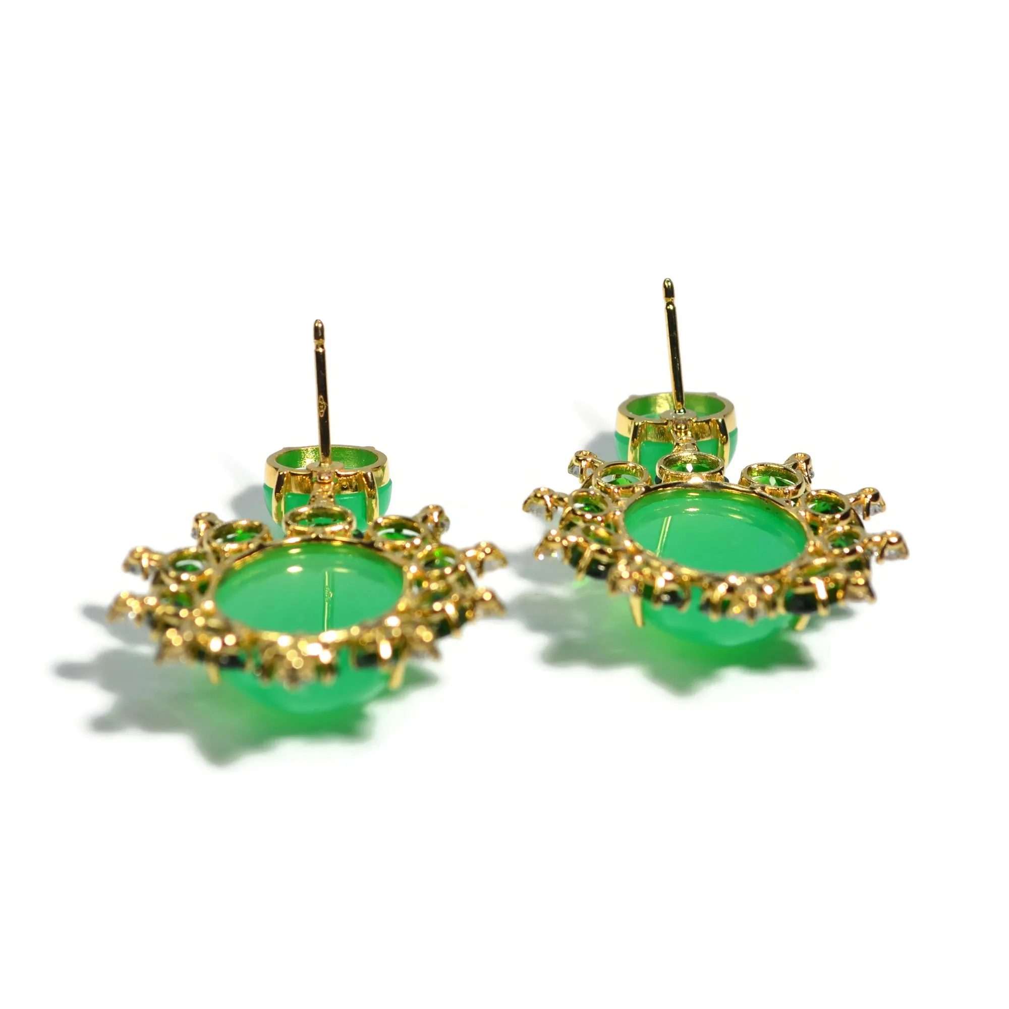 A & Furst - Sole - Drop Earrings with Natural Chrysoprase, Tsavorite Garnet and Diamonds, 18k Yellow Gold