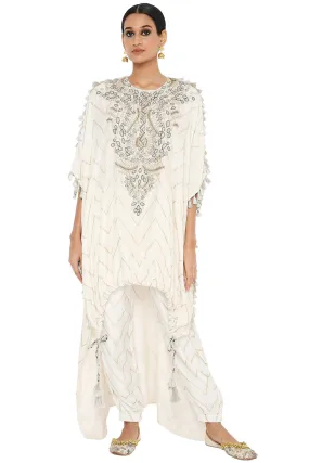 Aahna Banarasi High Low Kaftan With Jogger Pant