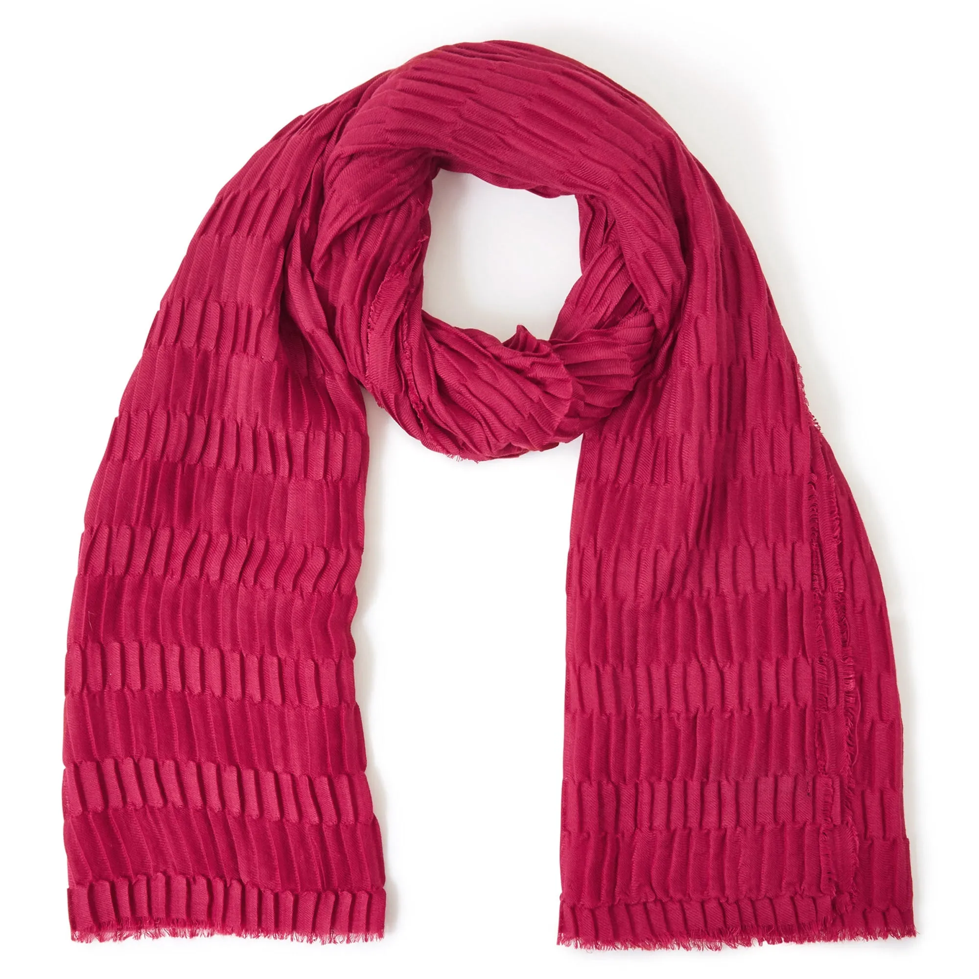 Accessorize London Women's Red Textured Pleat Scarf