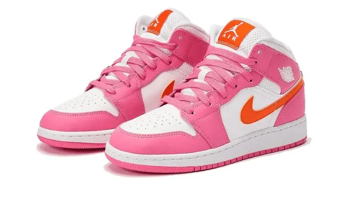 Air Jordan 1 Mid "Pinksicle Safety Orange (GS)"