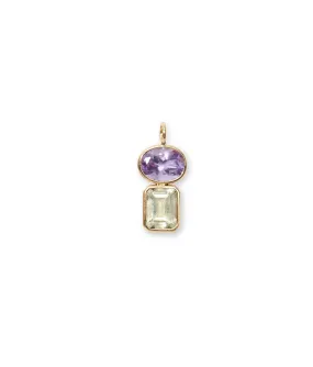 Amethyst & Green Amethyst 14k Gold Necklace Charm