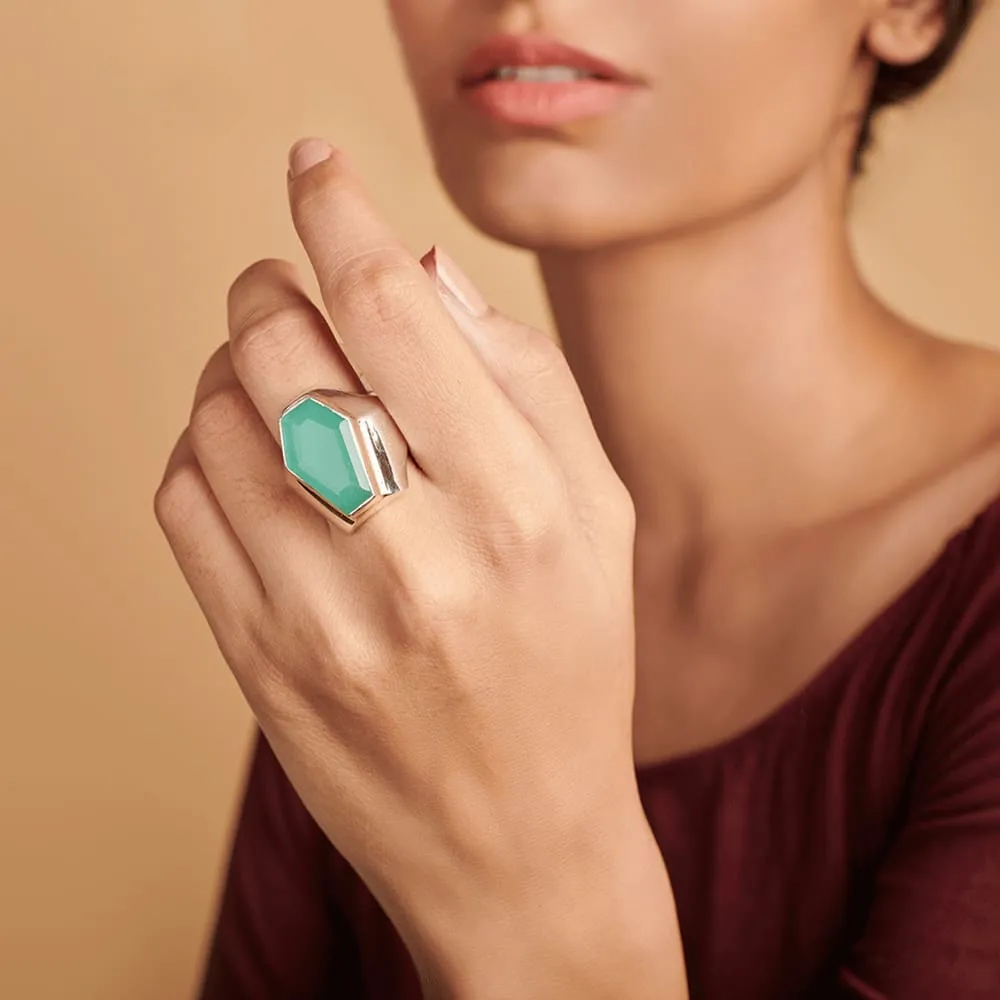 Aqua Chalcedony Handmade Ring, Coffin Ring, 925 Sterling Silver, Gemstone Birthstone, Boho Ring