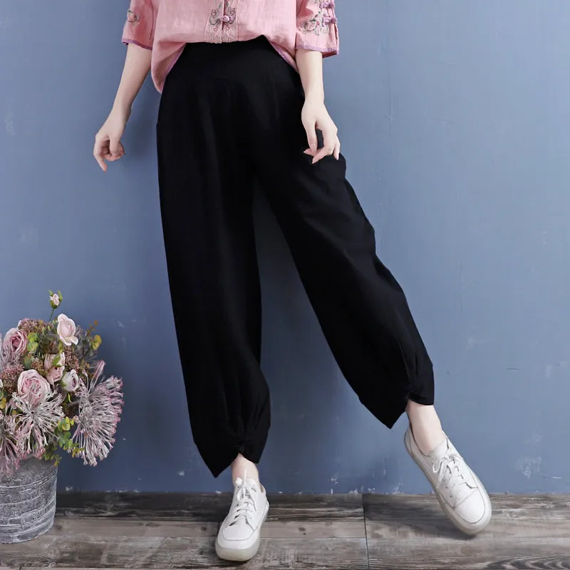 Autumn Cotton Linen Bloomers Casual Retro Pants