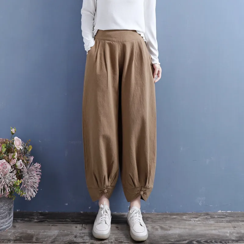 Autumn Cotton Linen Bloomers Casual Retro Pants