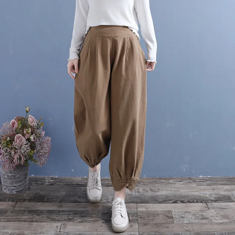 Autumn Cotton Linen Bloomers Casual Retro Pants