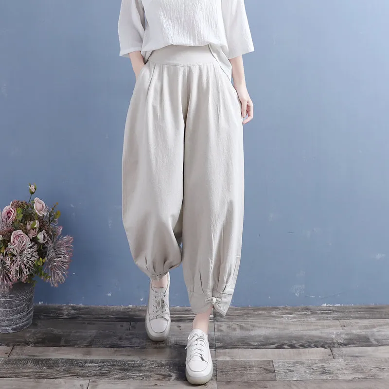 Autumn Cotton Linen Bloomers Casual Retro Pants