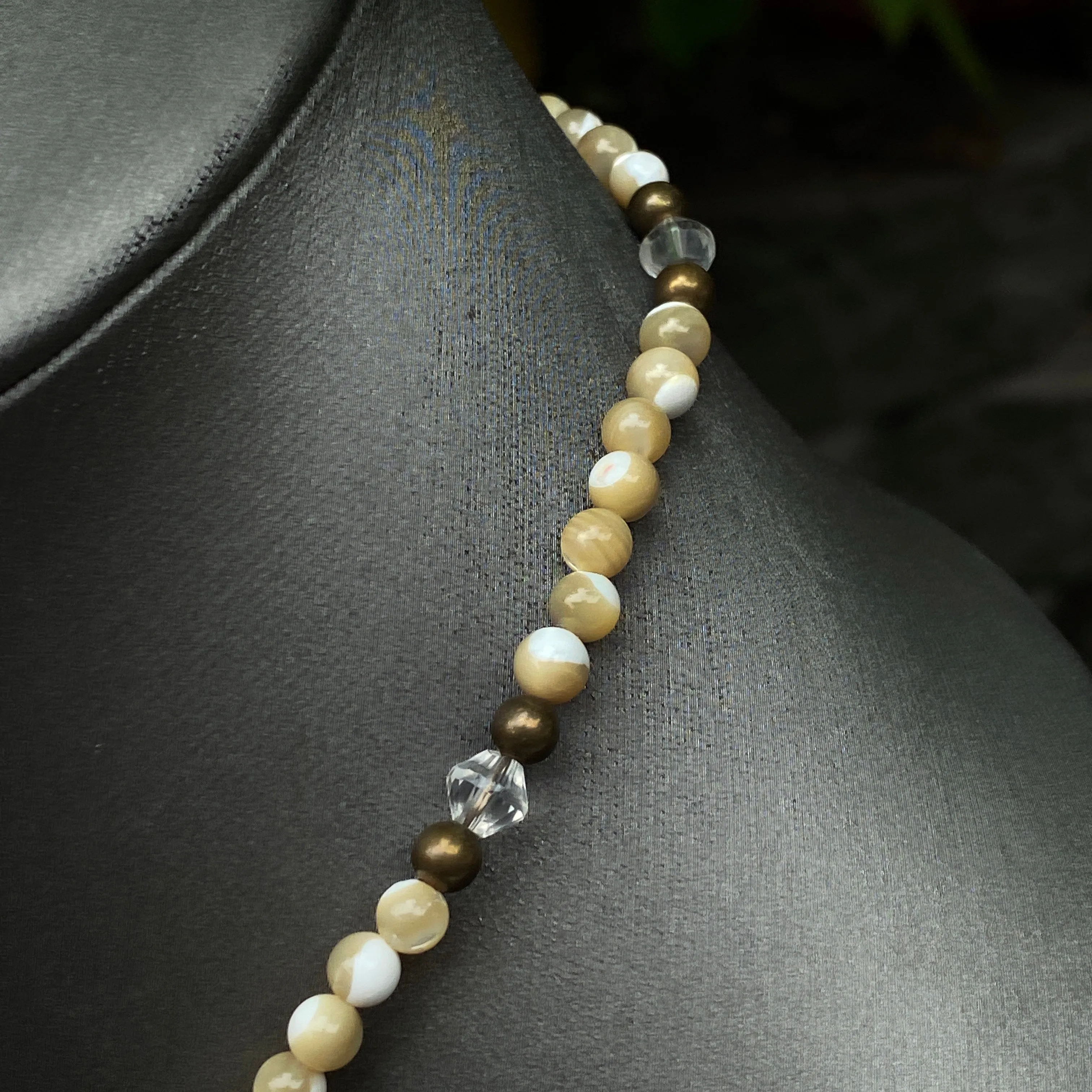 Beaded Mother of Pearl Necklace with Shell Pendant