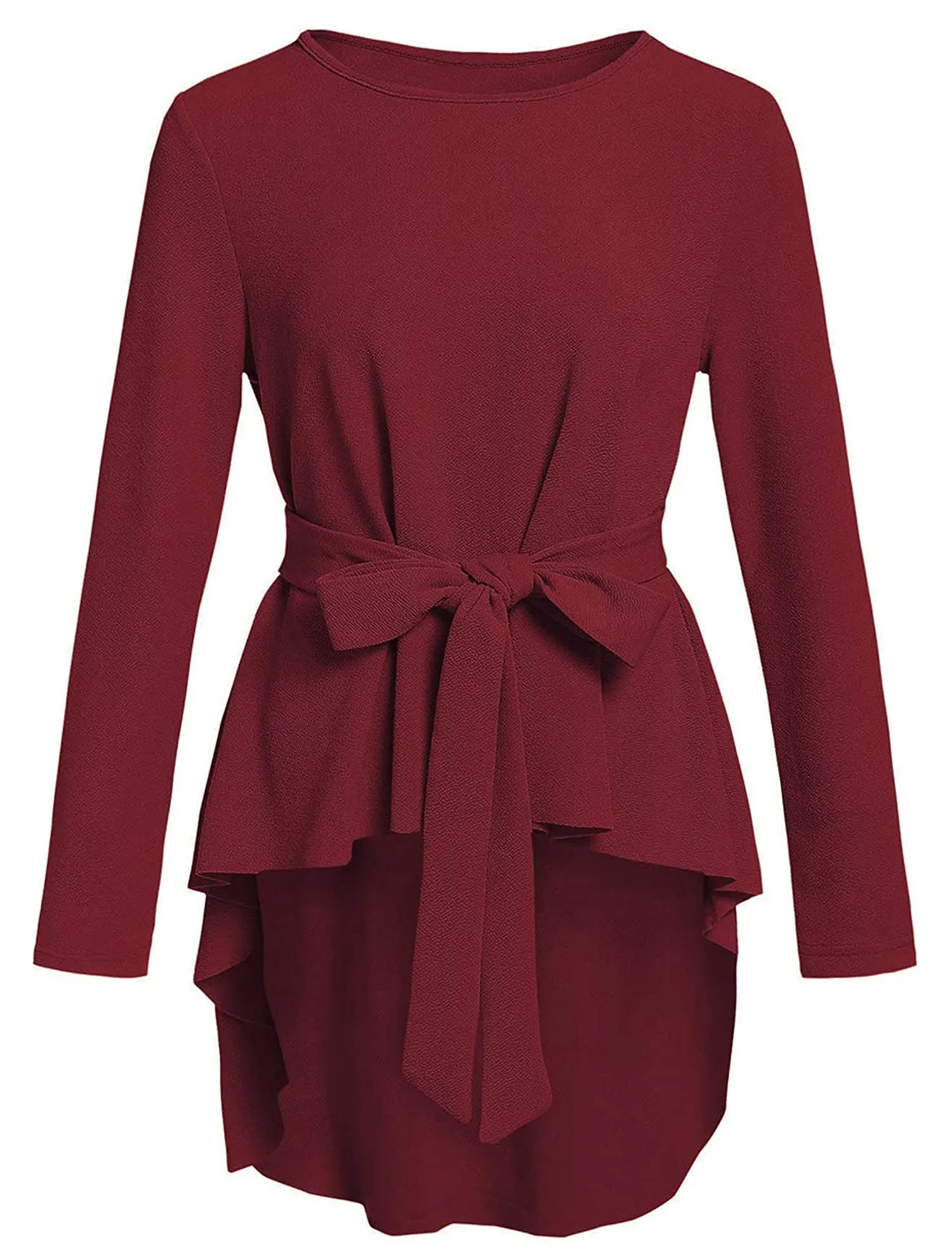 Belted Flare Peplum Blouse