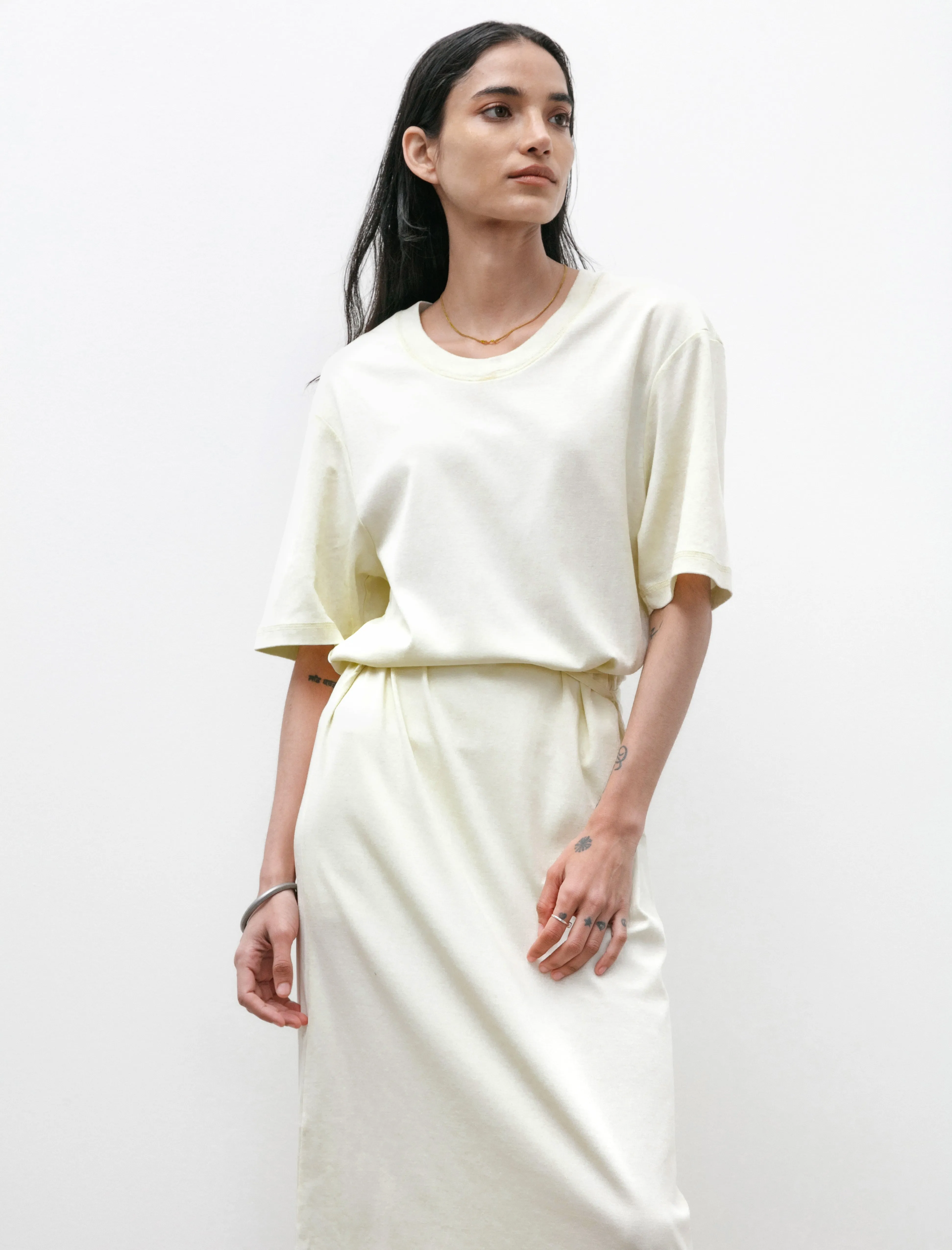 Belted Rib T-Shirt Dress Lemon Glaze