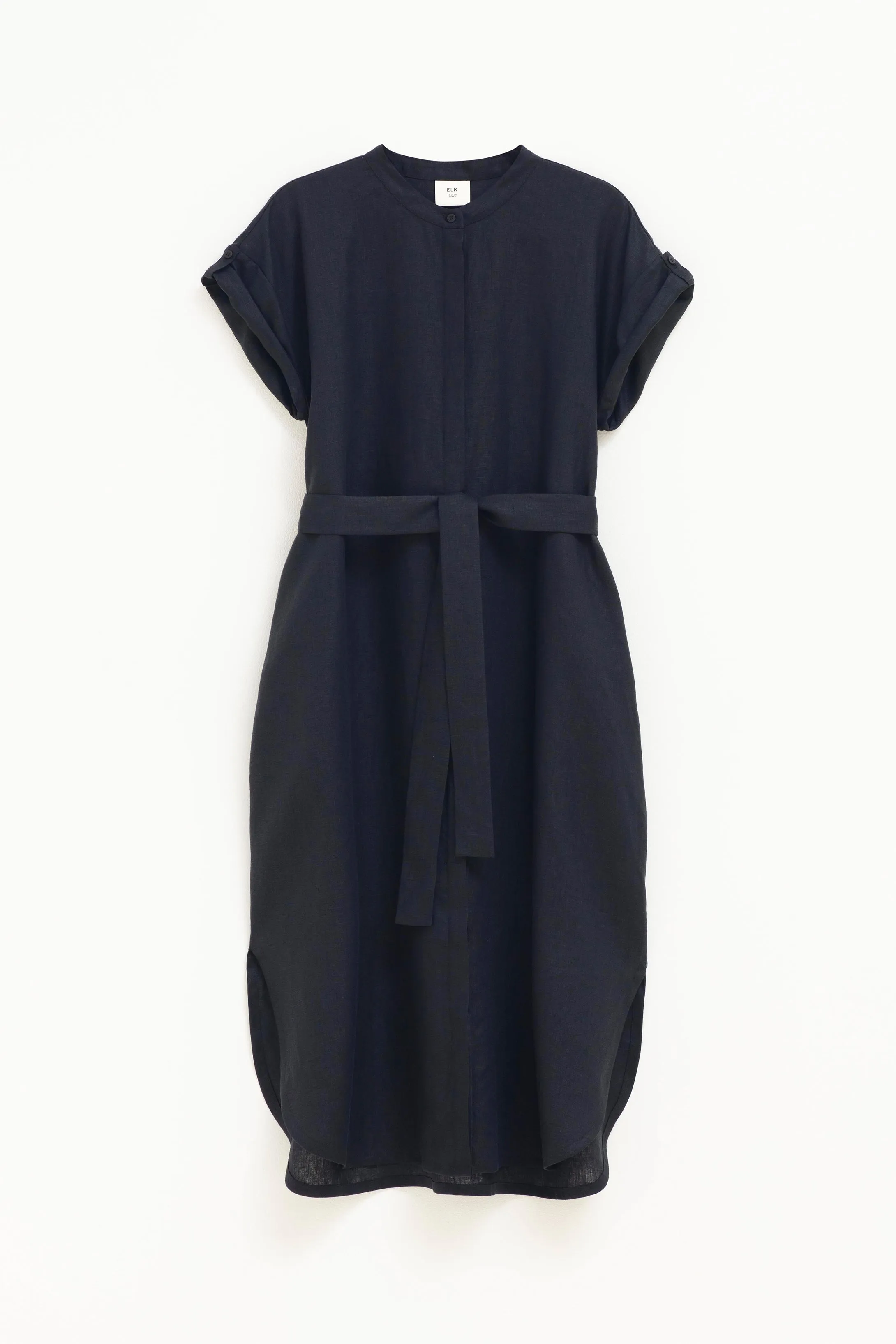 Black Neza Linen Shirt Dress