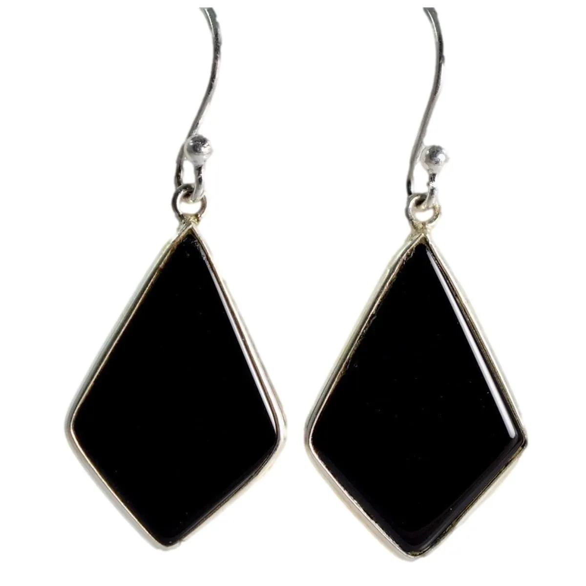 Black Onyx 925 Solid Sterling Silver Handmade Triangle Dangle Earrings