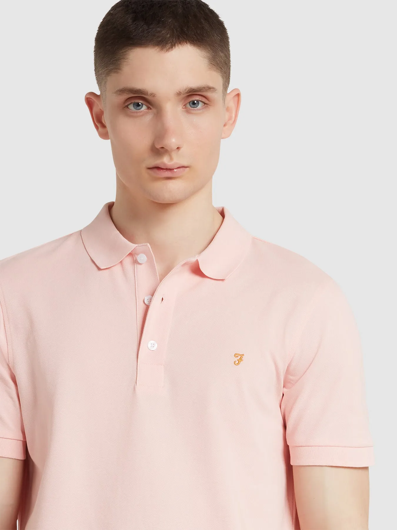 Blanes Organic Cotton Short Sleeve Polo Shirt In Powder Pink