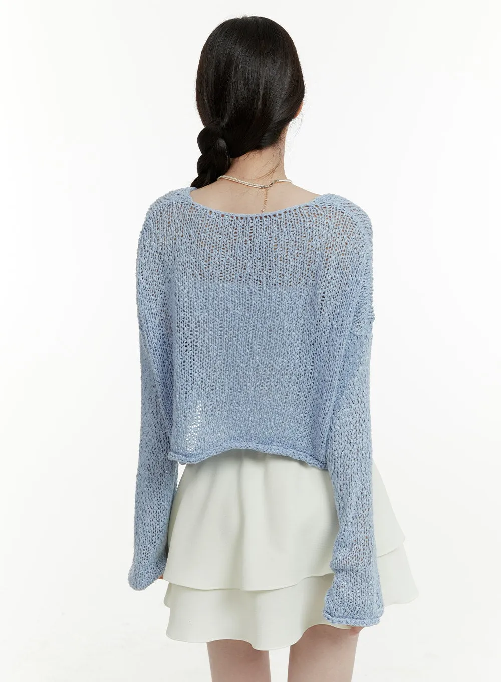 Boat Neck Mesh Summer Sweater OA405