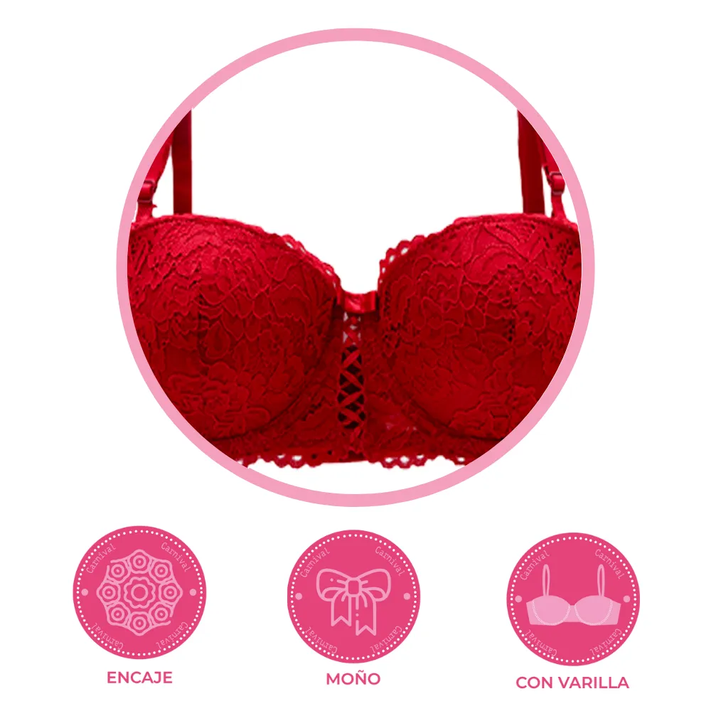 Brasier coordinable strapless con encaje   24422 Lady Carnival