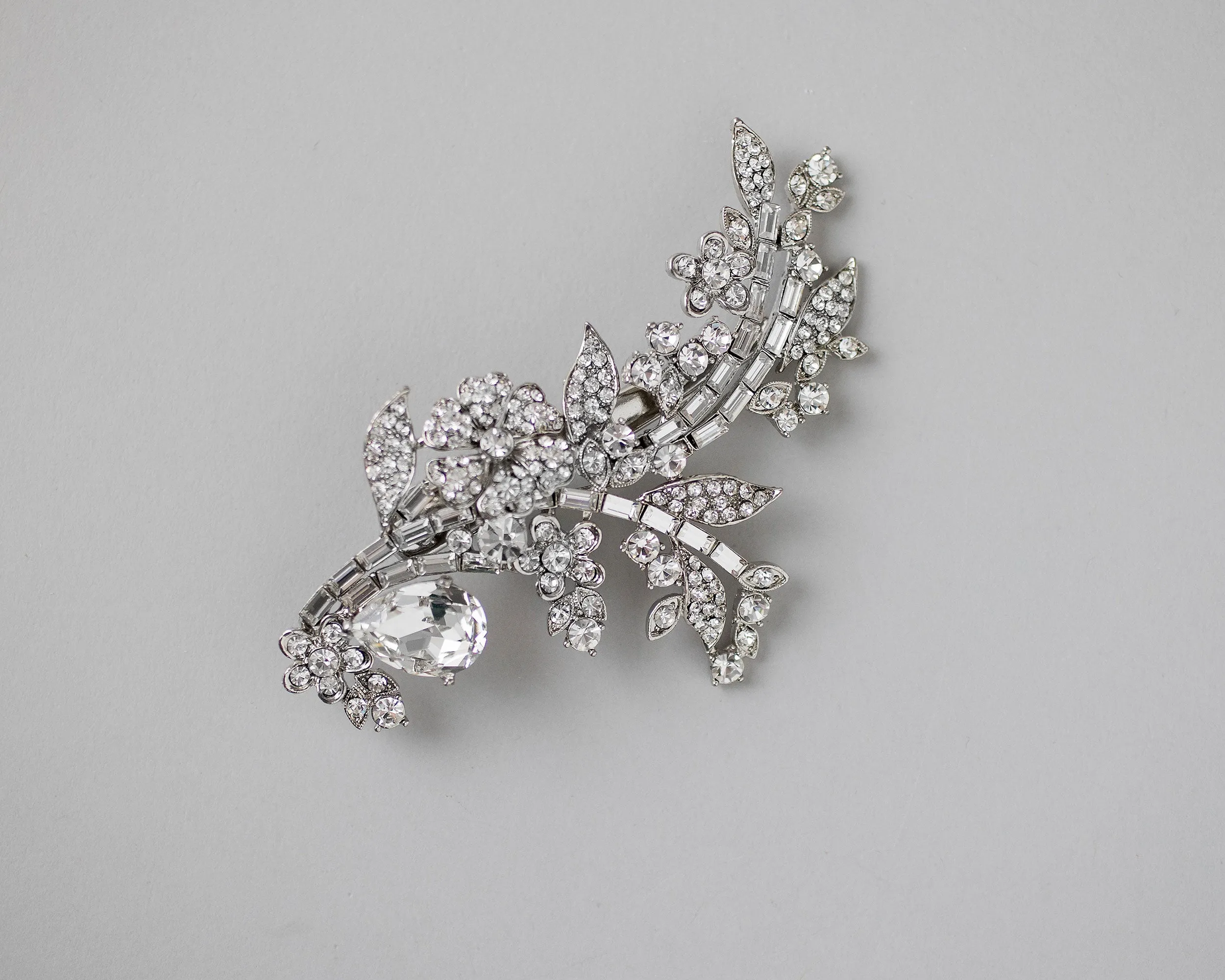 Bridal Hair Clip Bling in Antique Silver