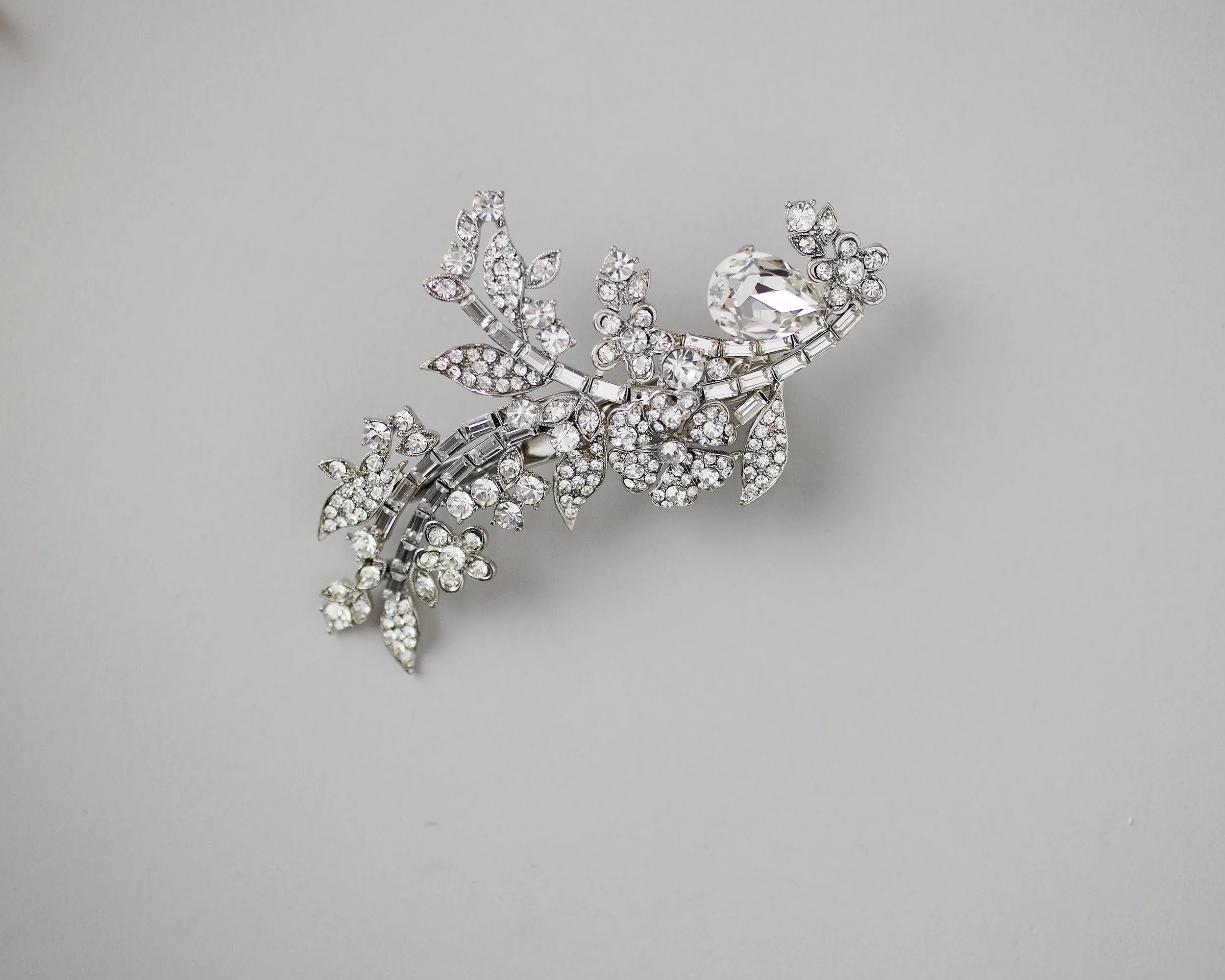 Bridal Hair Clip Bling in Antique Silver