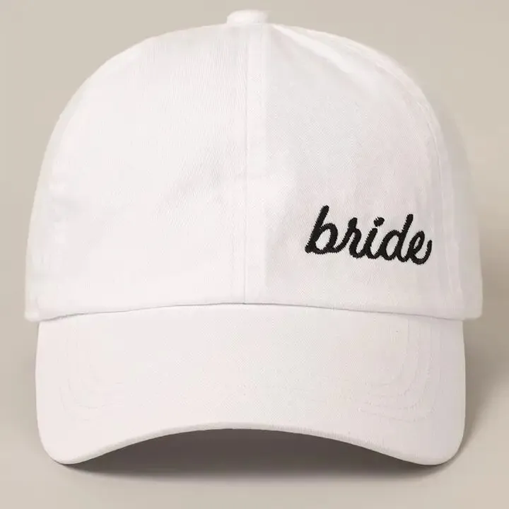 Bride Baseball Cap with Black Embroidered Lettering