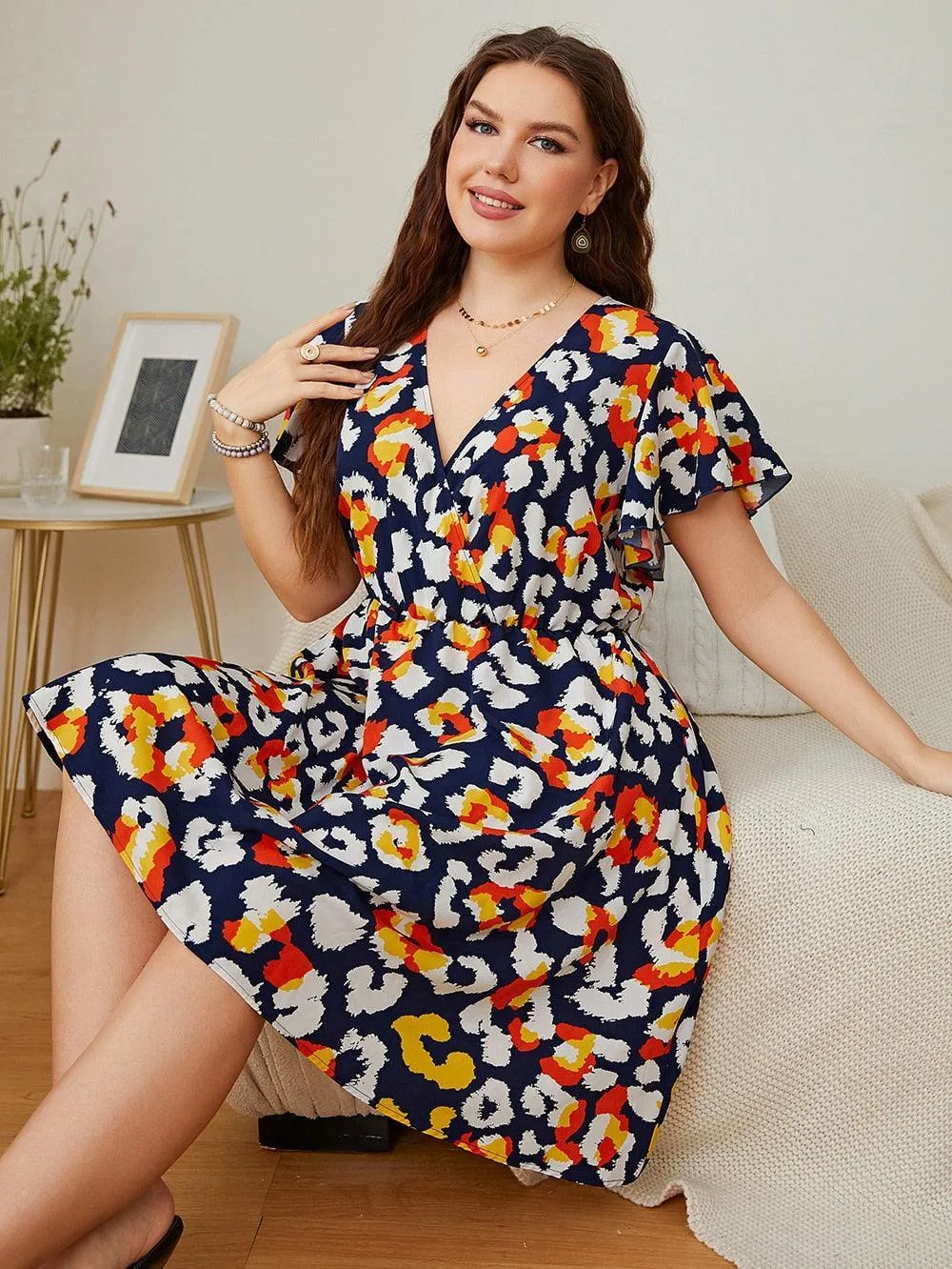 Butterfly Sleeves Plus Size Dress