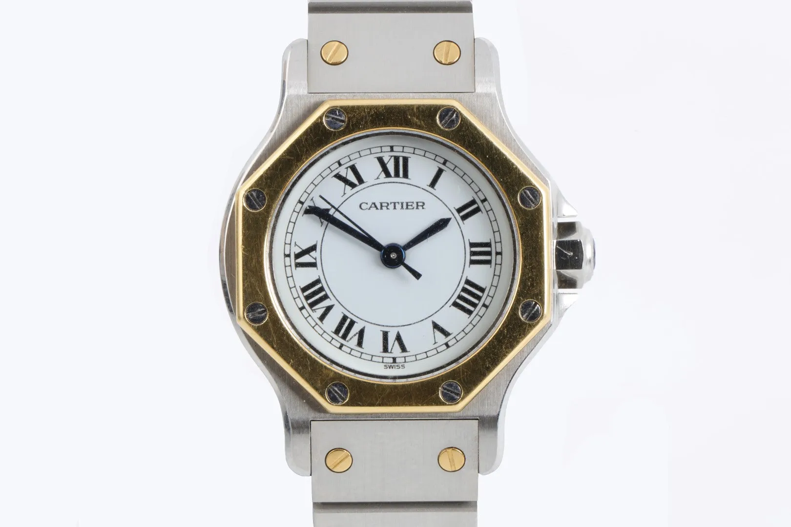 Cartier Santos Octagon 0907 Stainless Steel & 18K Yellow Gold 24mm Ladies Watch