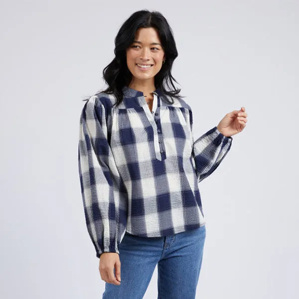 Cedar Check Blouse - Navy   Cream