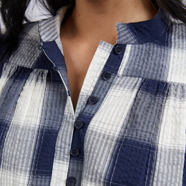 Cedar Check Blouse - Navy   Cream