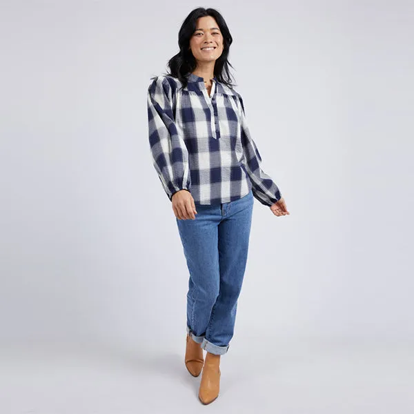 Cedar Check Blouse - Navy   Cream