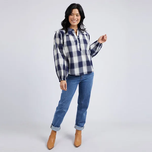 Cedar Check Blouse - Navy   Cream