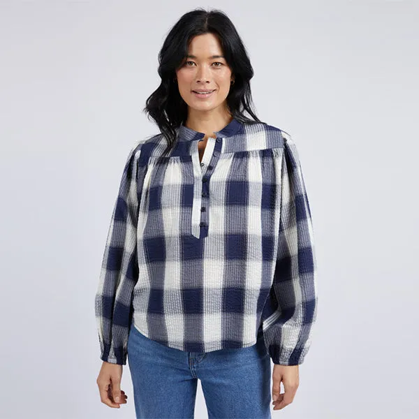 Cedar Check Blouse - Navy   Cream