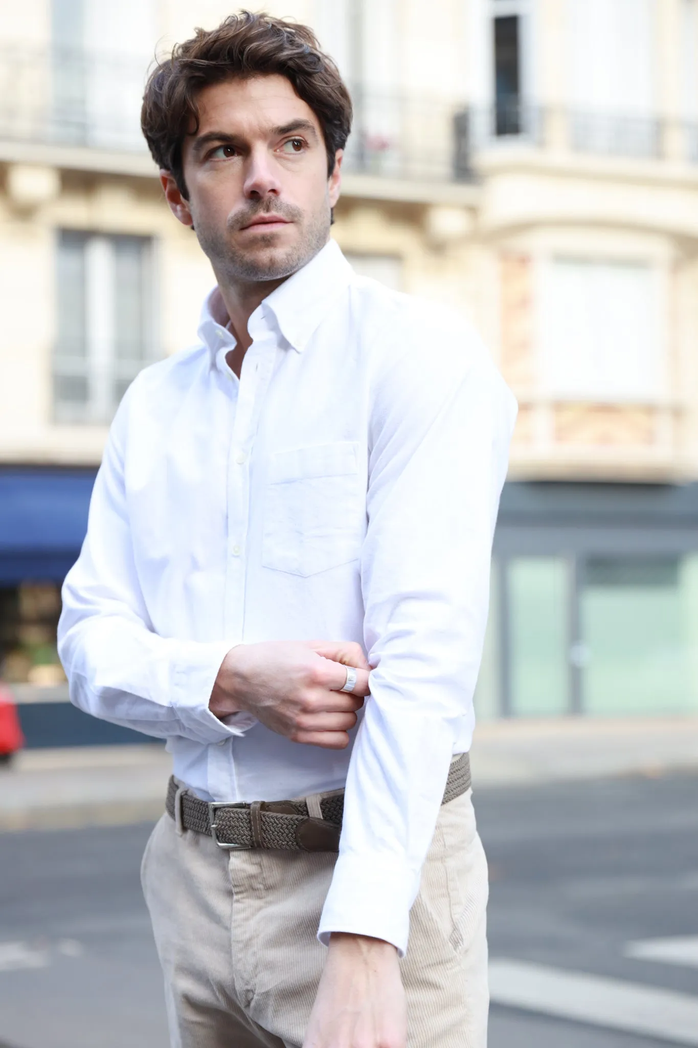 Chemise Clovis en oxford de coton peigné - Blanc