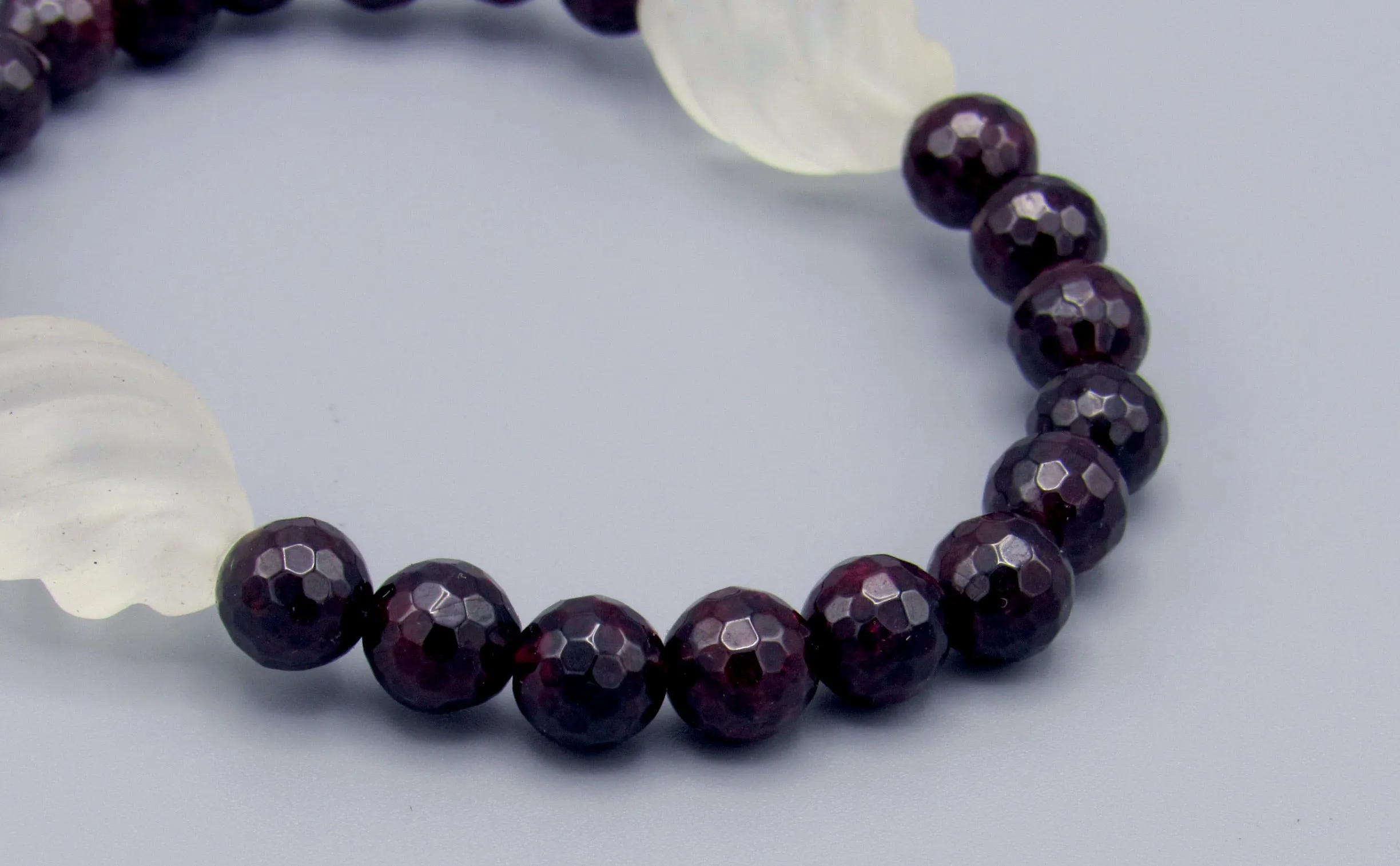 Chunky Garnet and Quartz Gemstone Stretch Bracelet