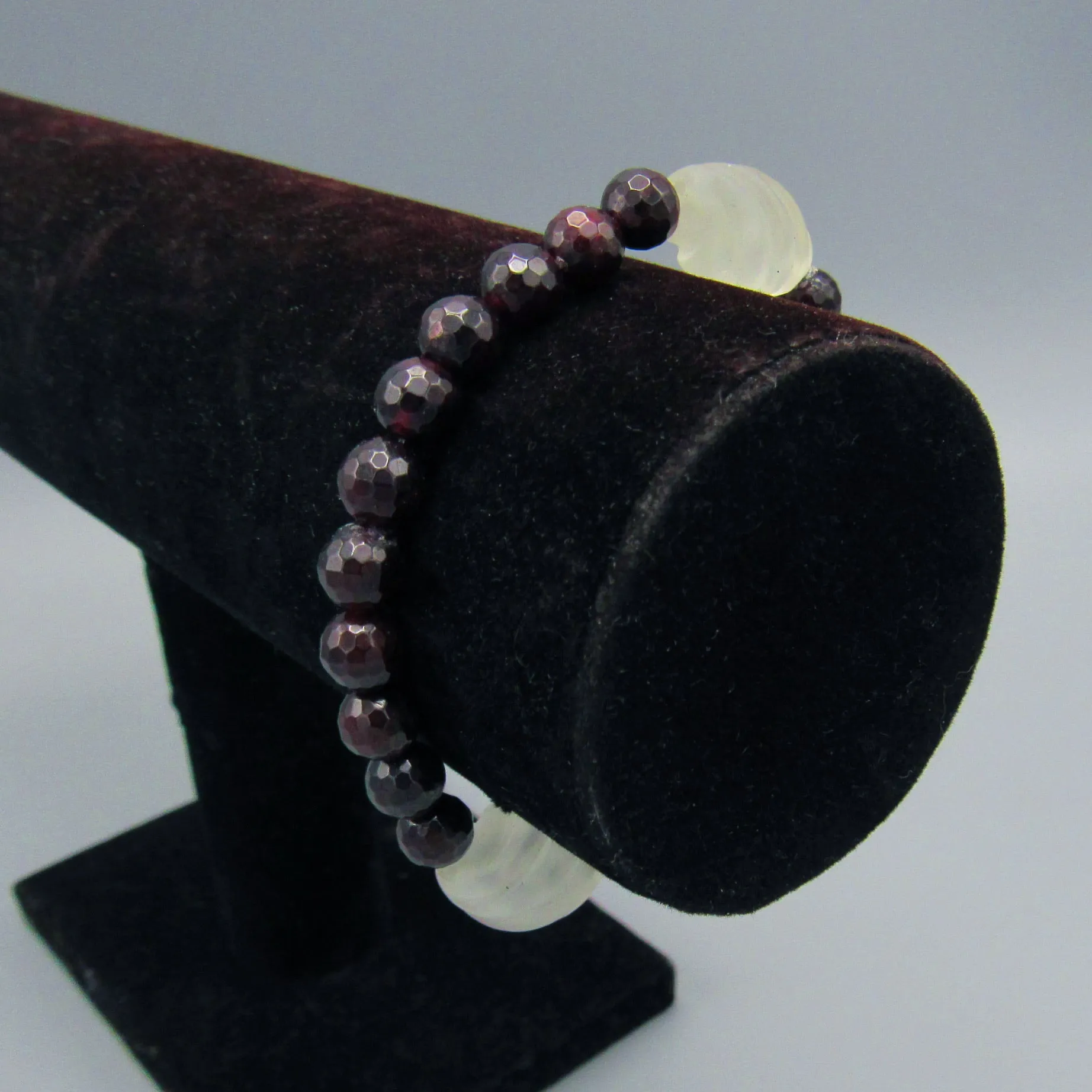 Chunky Garnet and Quartz Gemstone Stretch Bracelet