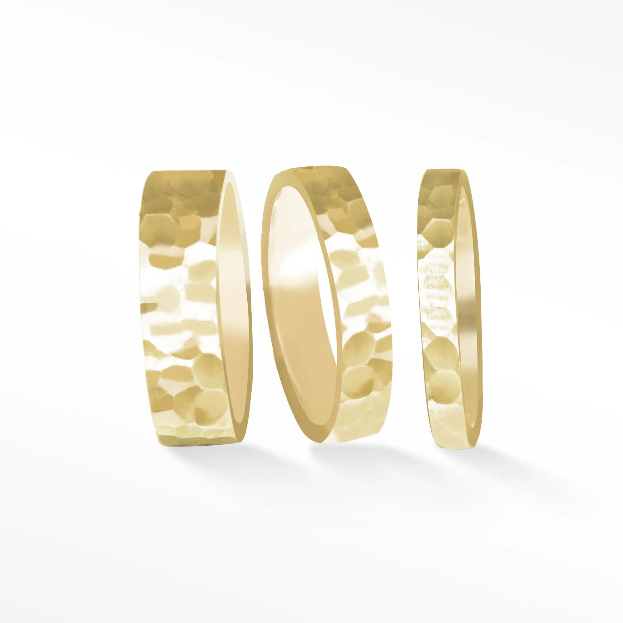 Cigar Band Ring Hammer 14k Gold