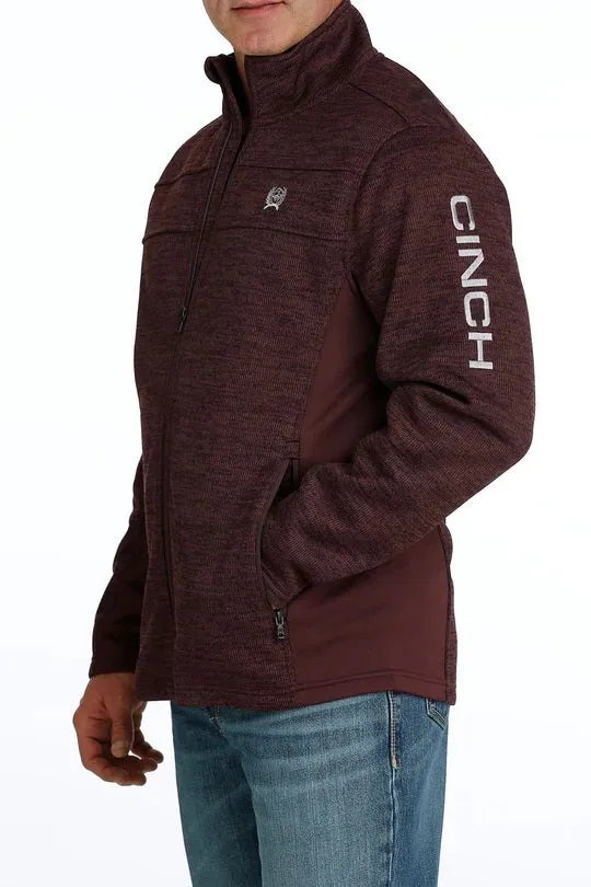 'Cinch' Men's Sweater Knit Full Zip - Burgundy