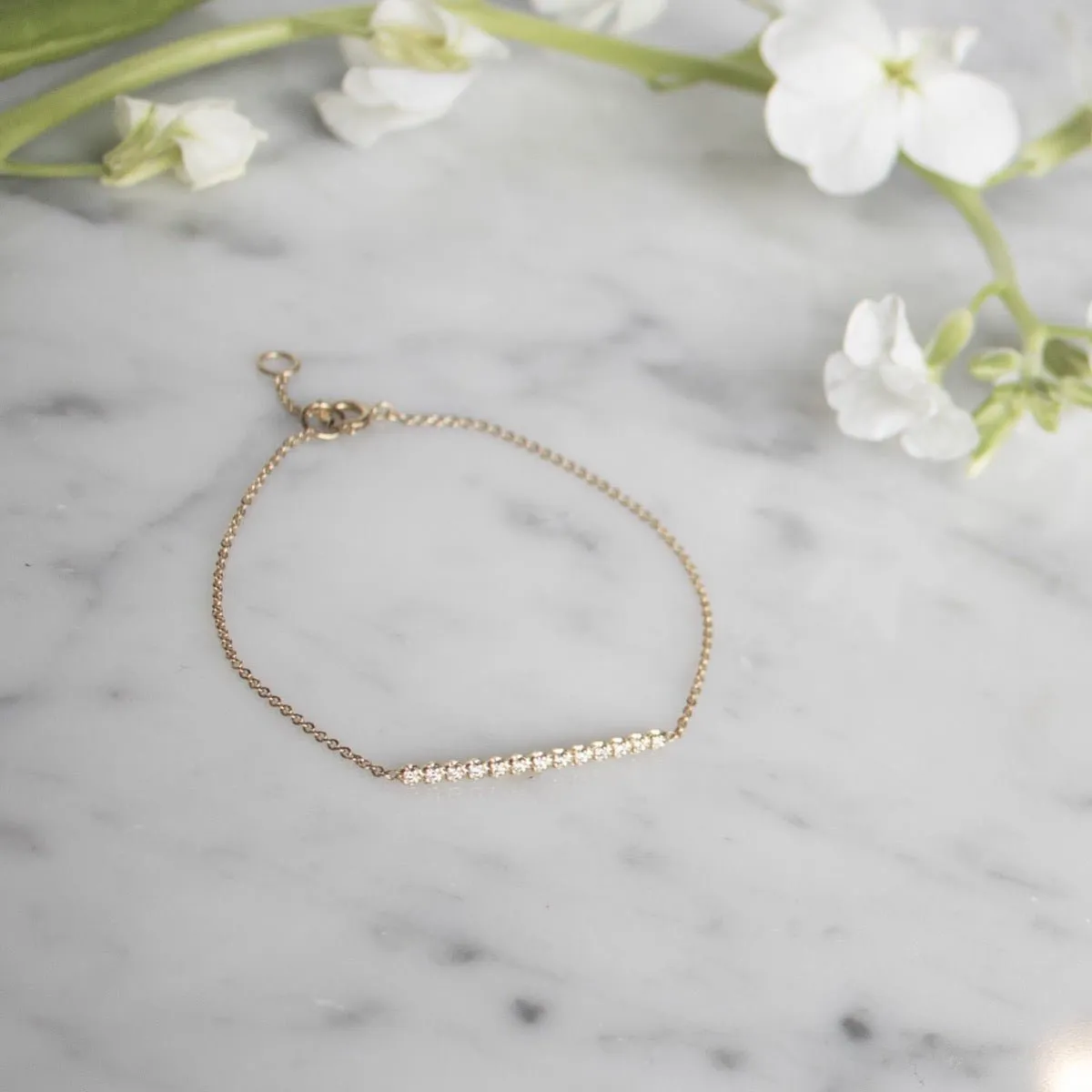 Clara - 14K Gold & Diamond Bar Bracelet