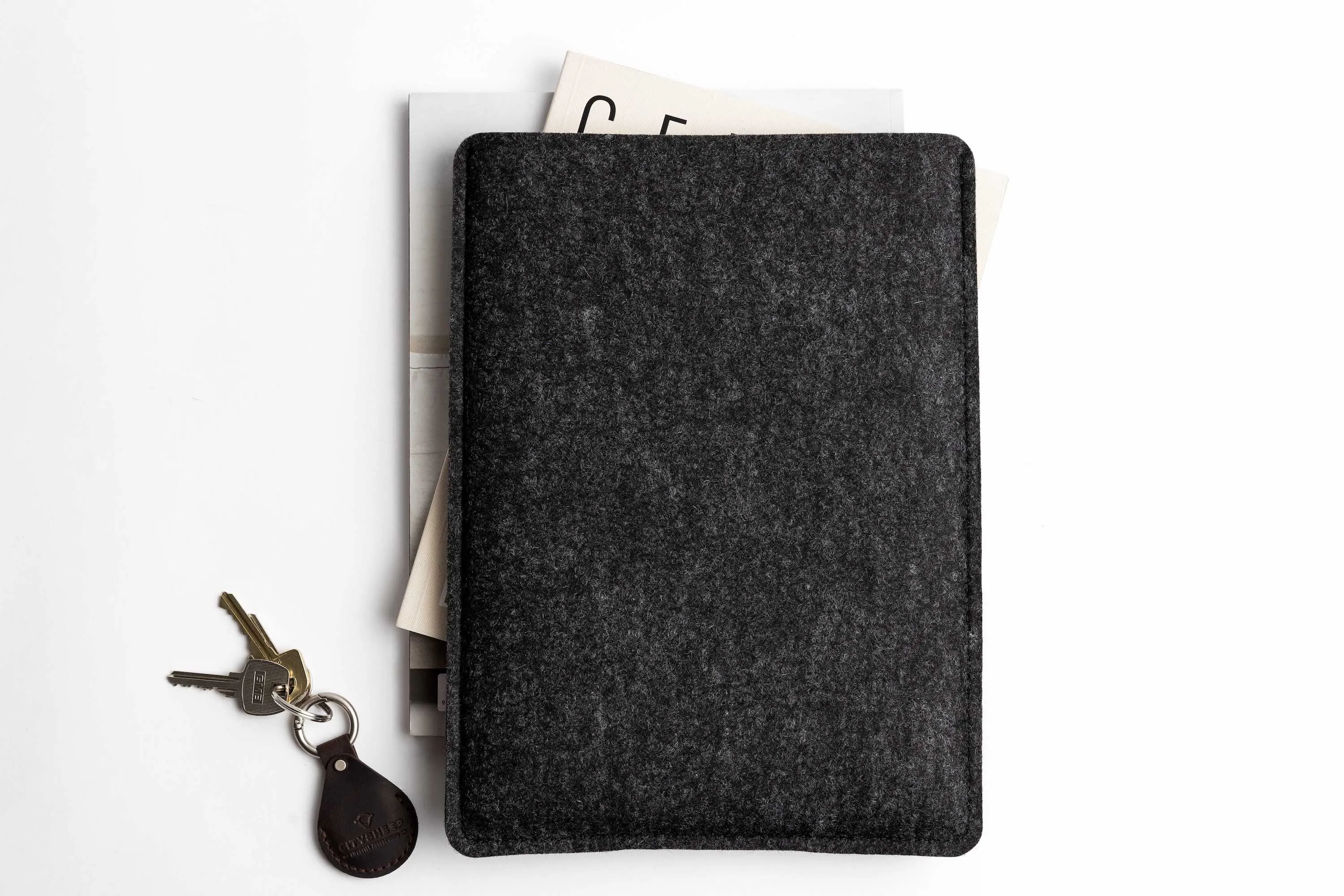 COMFY MacBook Case/ Dark grey felt & Brown leather/