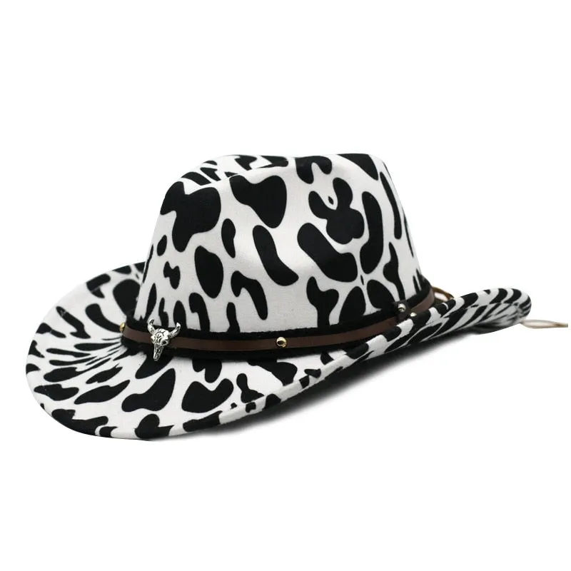 Cowboy hat cow head accessories cowboy hat monochrome felt hat men and women big brim outdoor hat knight hat