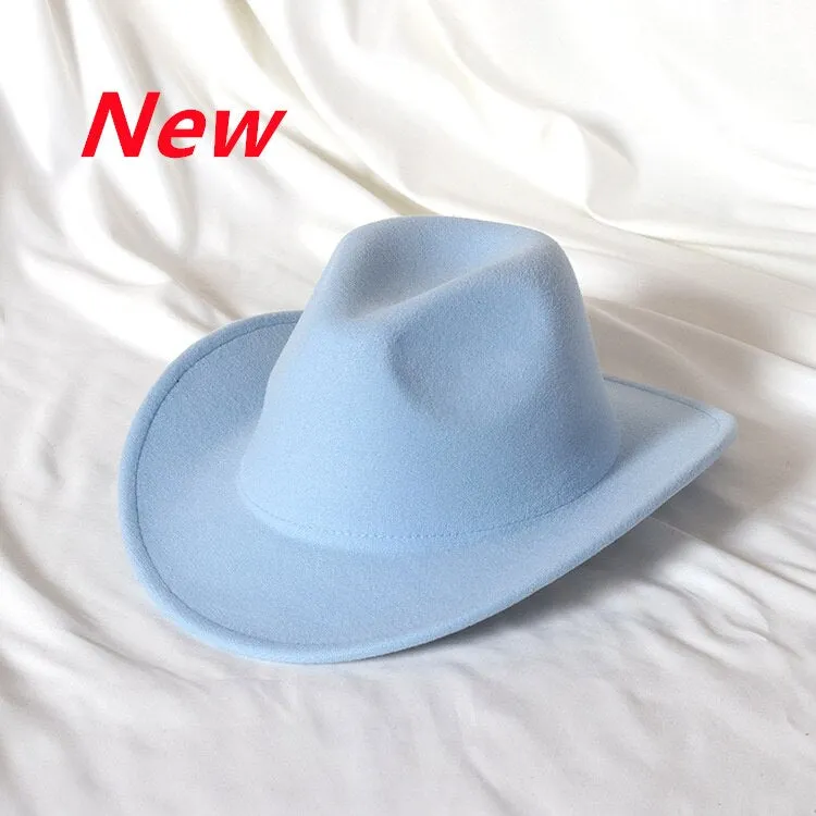 Cowboy hat cow head accessories cowboy hat monochrome felt hat men and women big brim outdoor hat knight hat