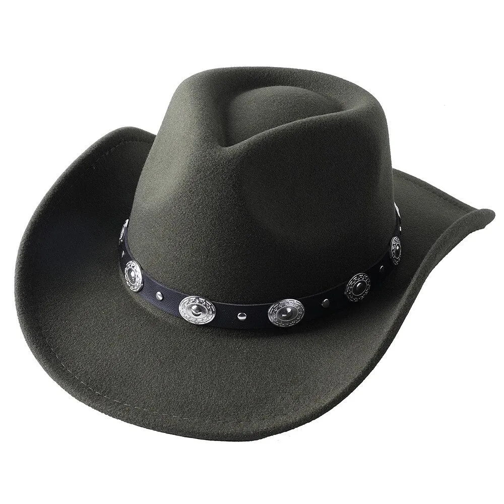 Cowboy hat cow head accessories cowboy hat monochrome felt hat men and women big brim outdoor hat knight hat