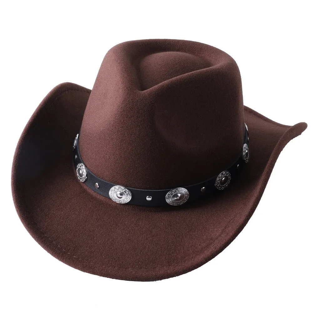 Cowboy hat cow head accessories cowboy hat monochrome felt hat men and women big brim outdoor hat knight hat