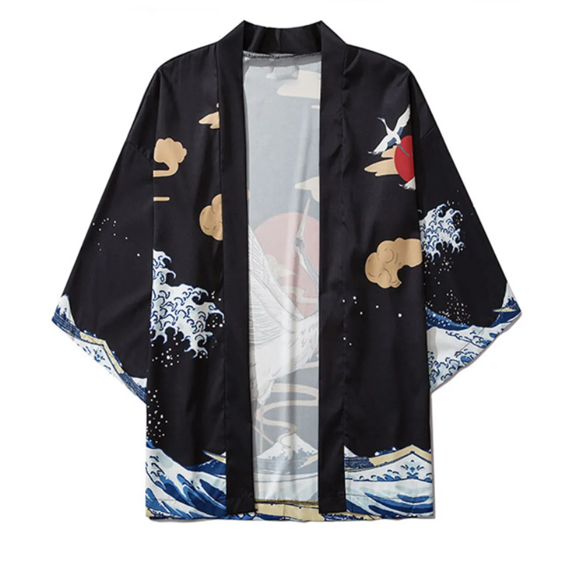 Cranes x Waves Kimono Shirt | Anime Kimono