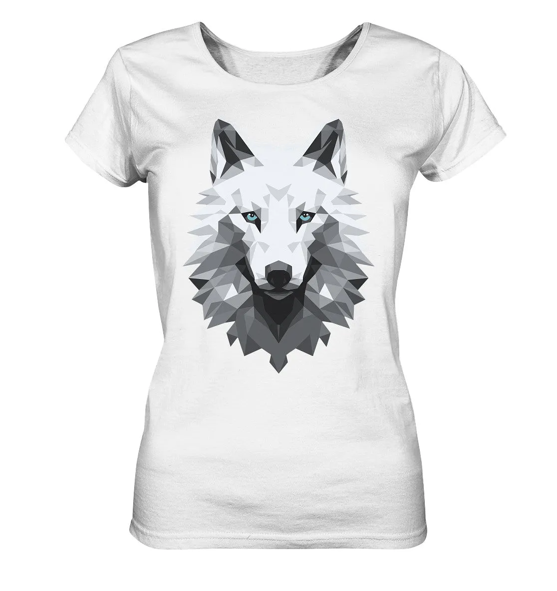 Damen T-Shirt mit Wolfmotiv "Polygon Weißer Wolf"