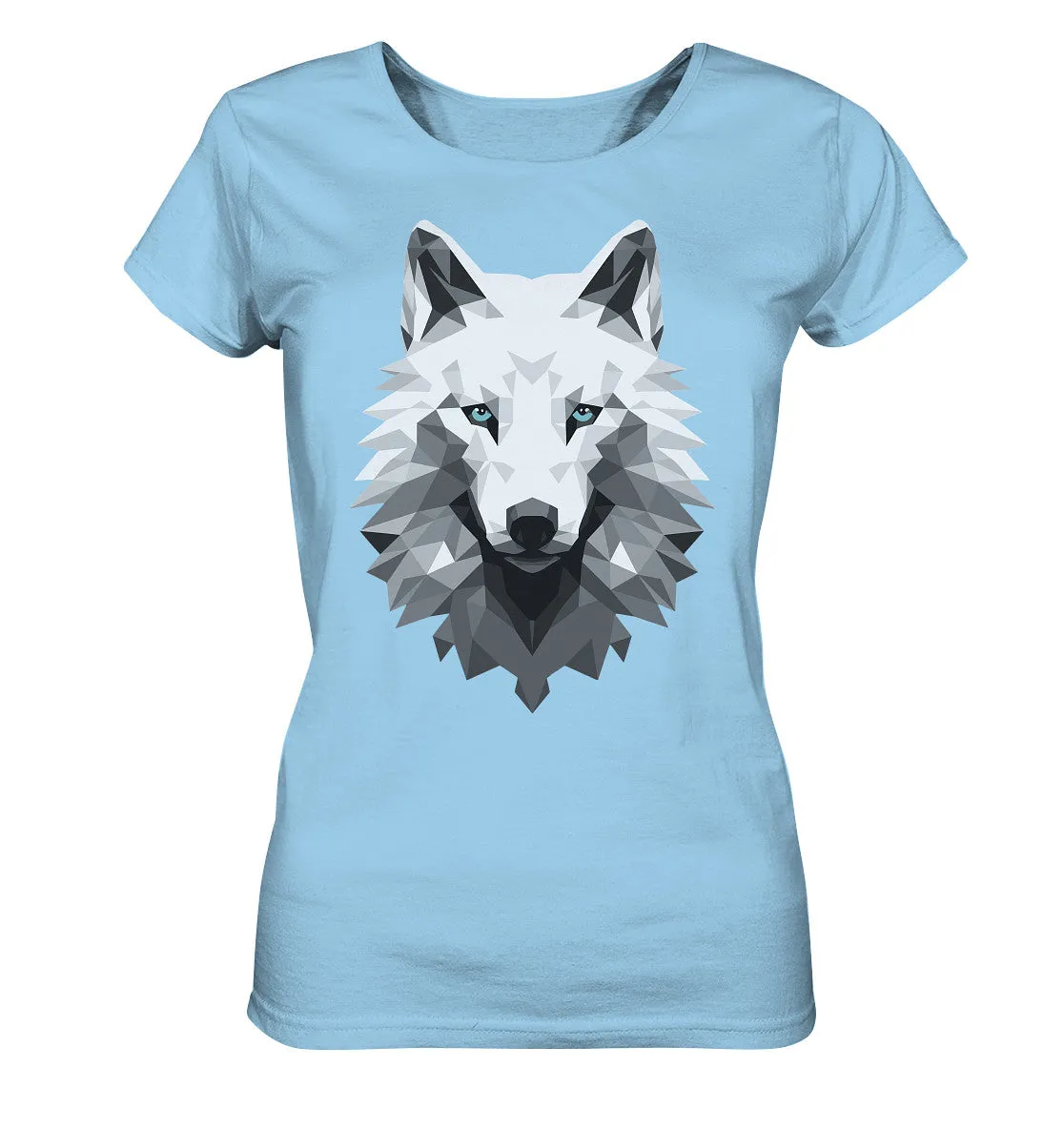 Damen T-Shirt mit Wolfmotiv "Polygon Weißer Wolf"