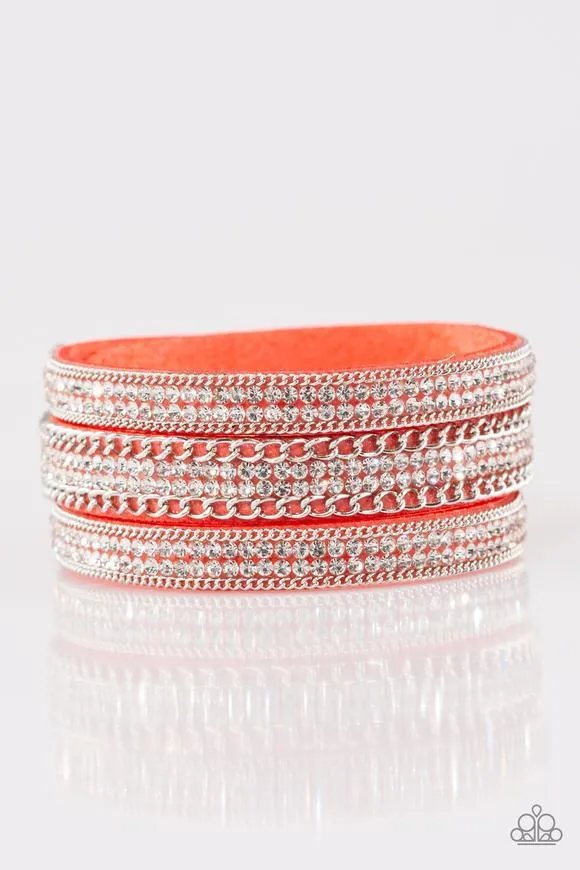 Dangerously Drama Queen Orange Urban Wrap Snap Bracelet - Paparazzi Accessories