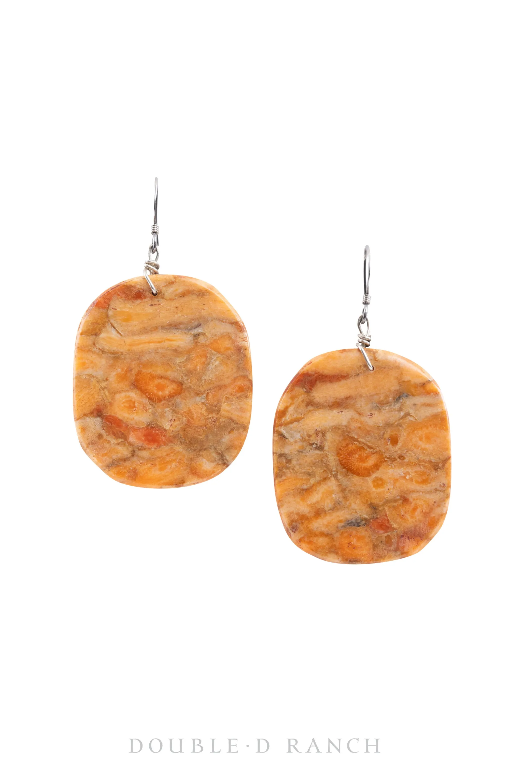 Earrings, Slab, Apple Coral Composite, Artisan, Contemporary, 132