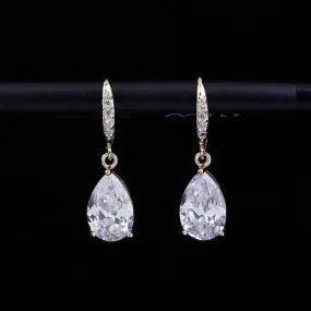 Elegant CZ Crystal Water Drop Earrings